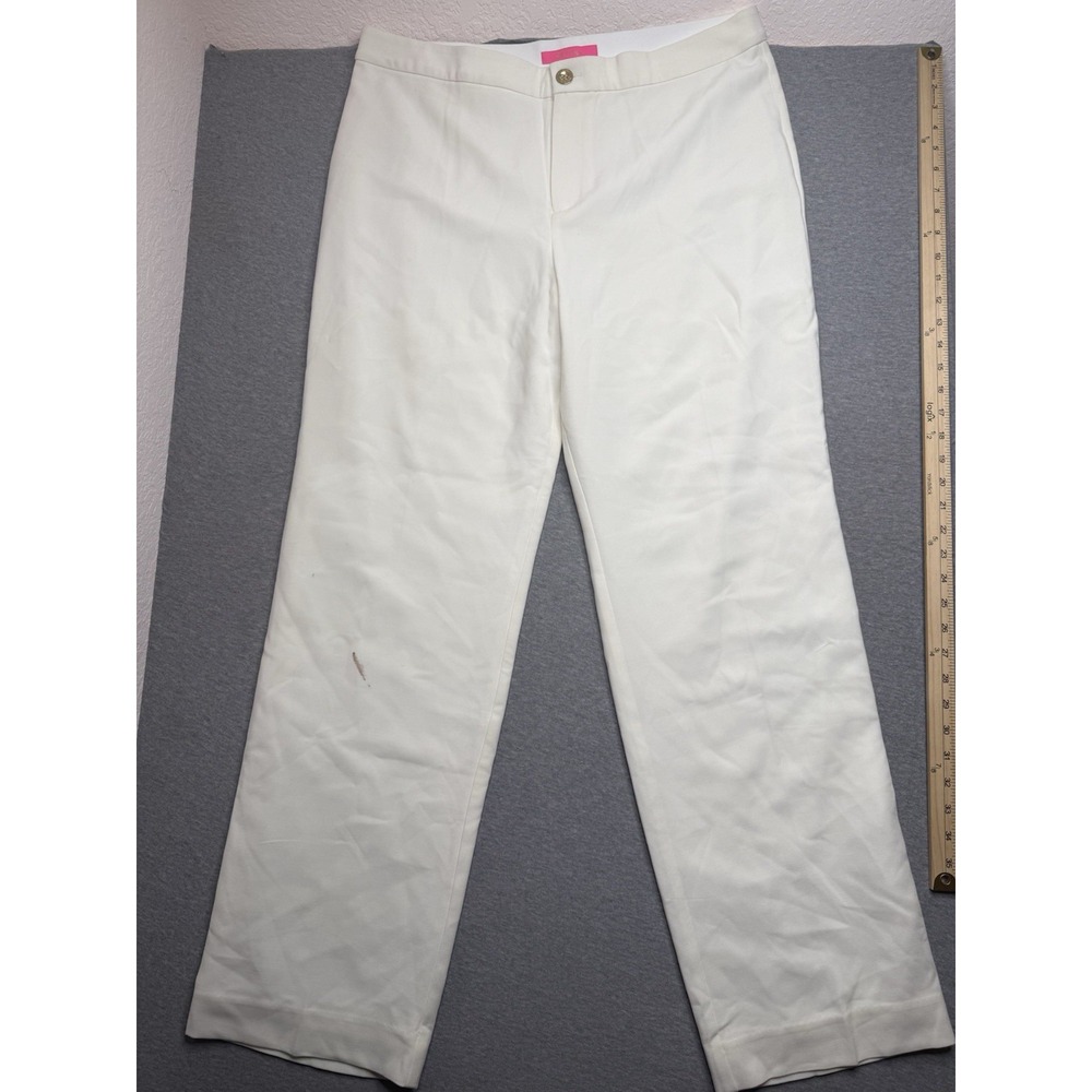 READ Lilly Pulitzer Lyndie Pants Women's 16 Coconut White High‎ Rise  011690
